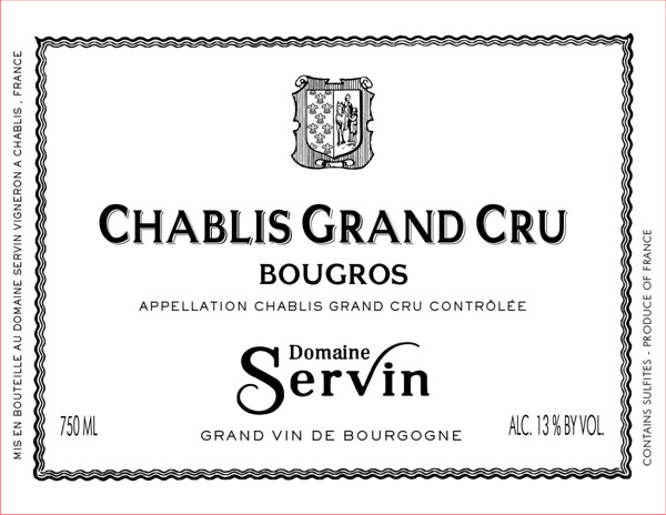 Etiquette Chablis Grand Cru Bougros - Domaine Servin