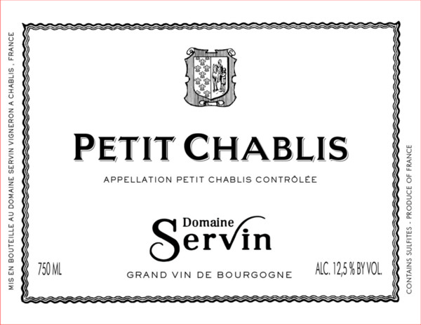 Etiquette Petit Chablis Domaine Servin